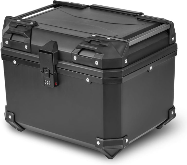 HI-LINE バイク リアボックス 【ダイヤルロック式】 トップケース 57L ABS製 防水 大容量 バイクボックス (ブラック) | ダイヤル式ロック採用