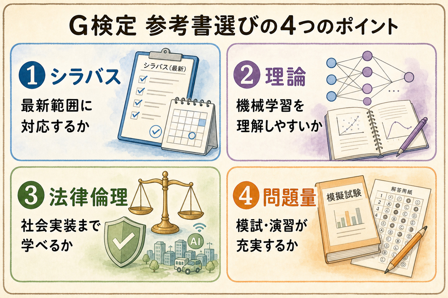 G検定の参考書選びの4つのポイント