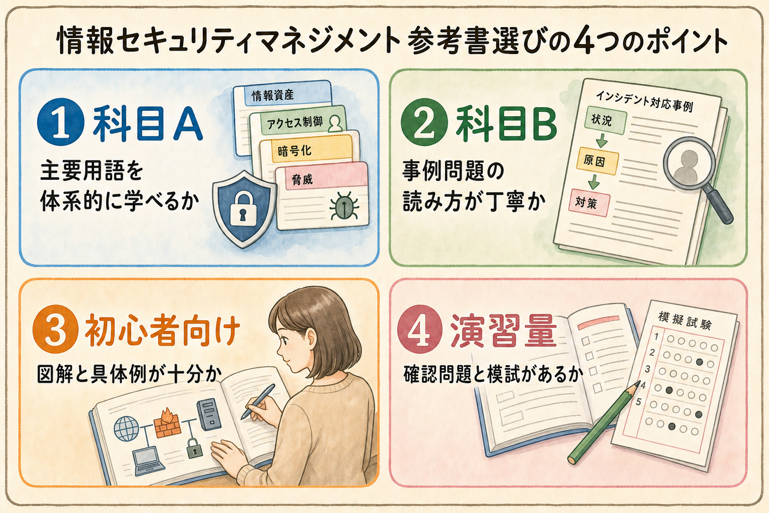 情報セキュリティマネジメントの参考書選びの4つのポイント