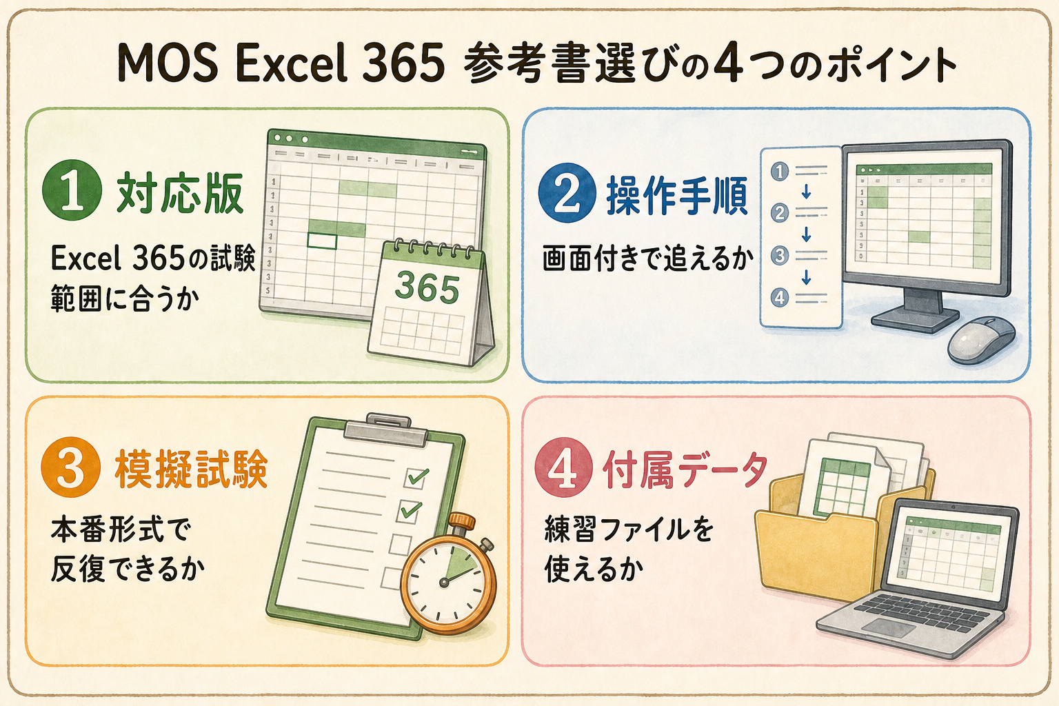 MOS Excel 365の参考書選びの4つのポイント
